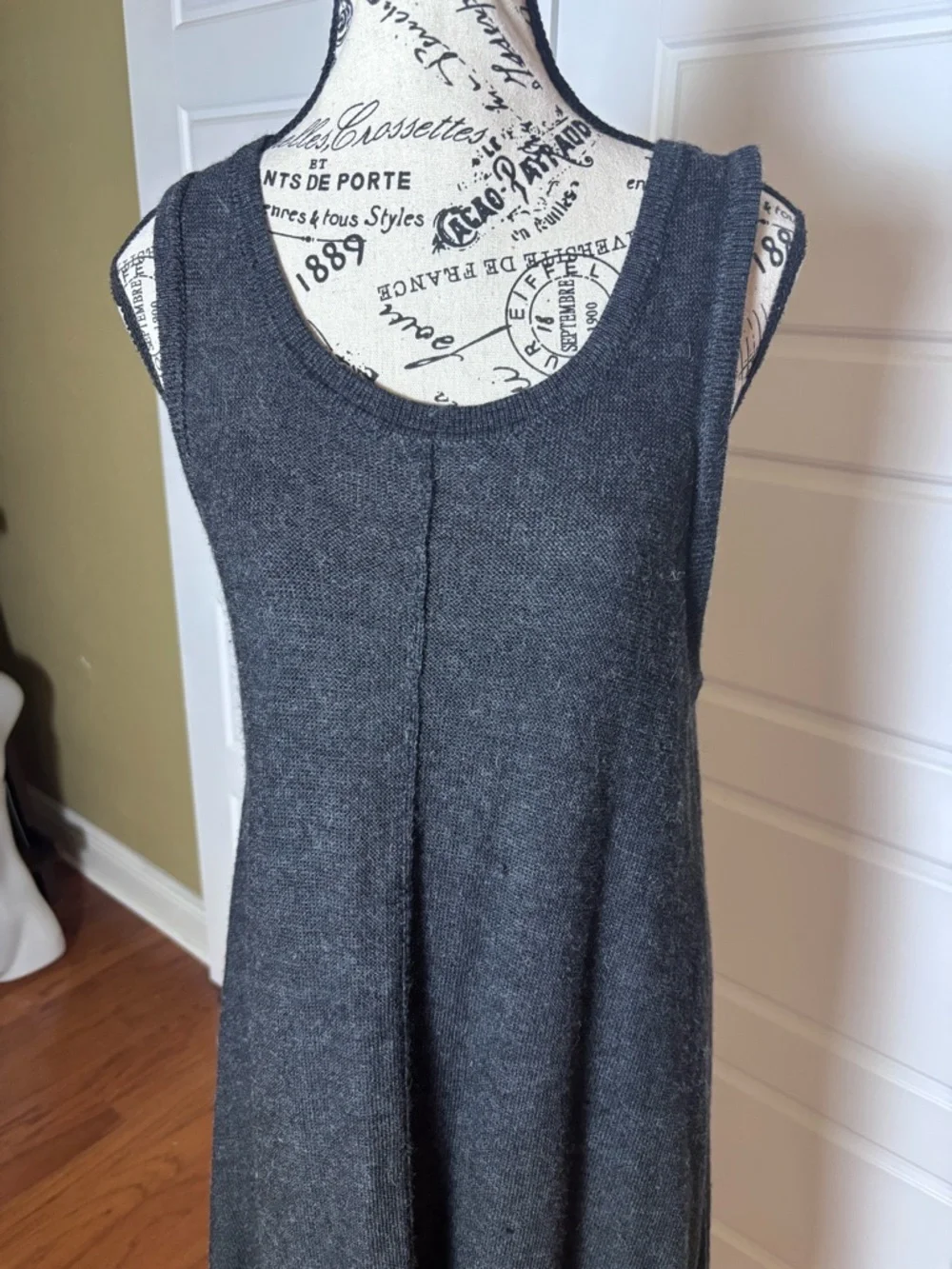 Women Sleeveless Charcoal Handkerchief Hem Maxi Dress Small